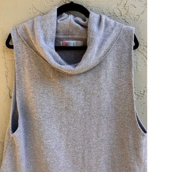 Free People Beach Gray Cowl Neck Sleeveless Sweater Dress Tunic Athleisure Cozy - Picture 3 of 8